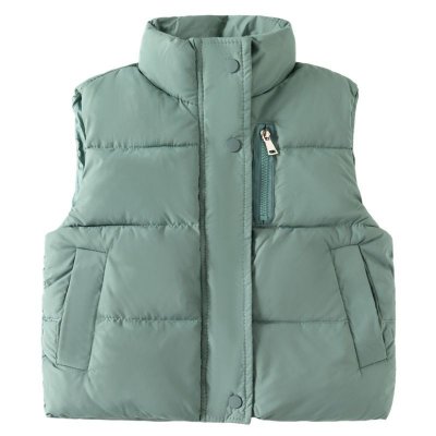 Kids Toddler Unisex Winter Fashion Casual Solid Color Sleeveless Stand Collar Padded Vest