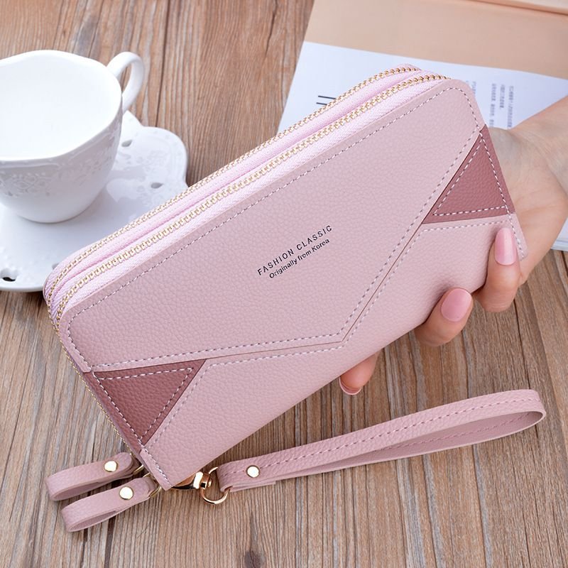 Women Fashion Long Sleeve Double Zipper PU Purses