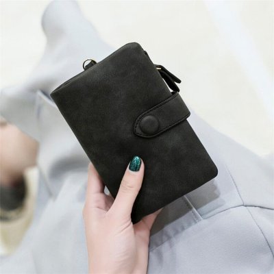 Women Fashion Solid Color Tirfold Muti-card Holder Wallet