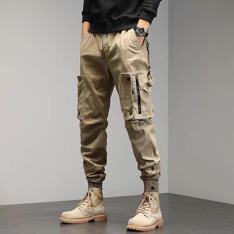 Men Spring Autumn Fashion Casual Solid Color Plus Size Jogger Cargo Pants