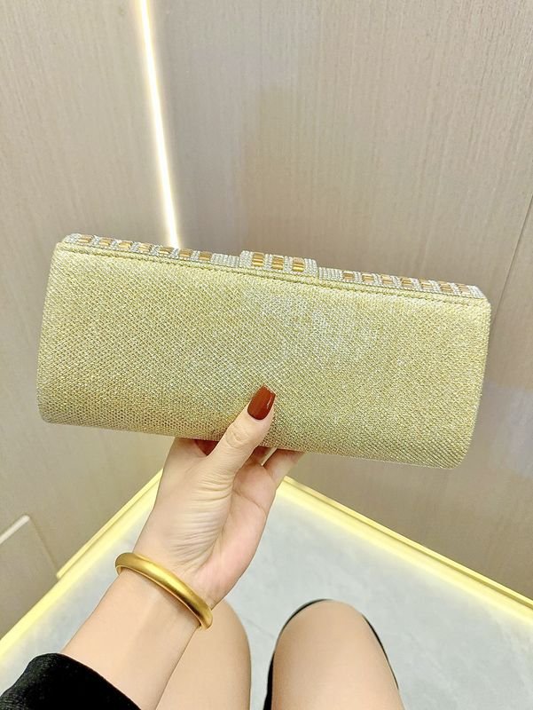 Women Fashion Rhinestone Clap Chain Evening Bag