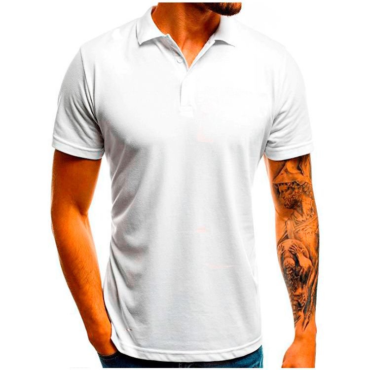 Men Fashion Casual Basic Solid Color Short Sleeve Lapel POLO Shirt