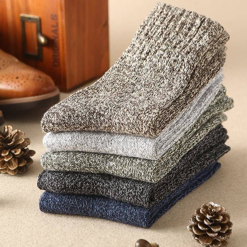 Autumn Winter Men Thick Warm Letters Maple Leaf Thick Cotton Socks