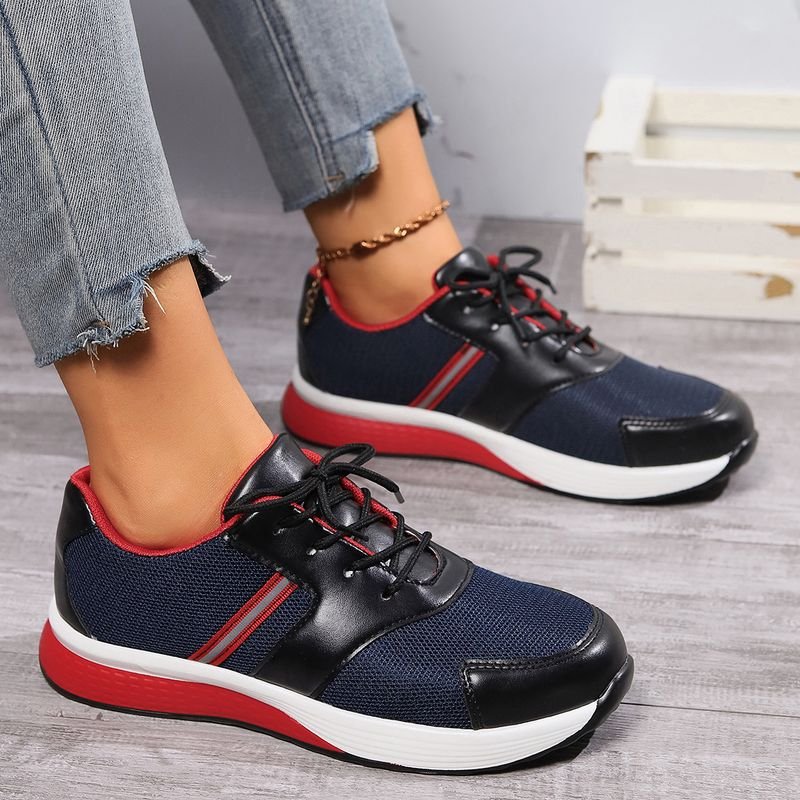 Women Casual Plus Size Breathable Lace-Up Round Toe Sneaker