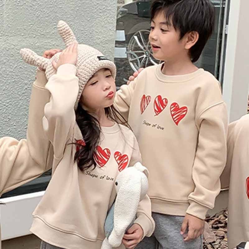 Kids Toddler Boys Girls Spring Autumn Casual Cute Heart Print Long Sleeve Sweatshirts