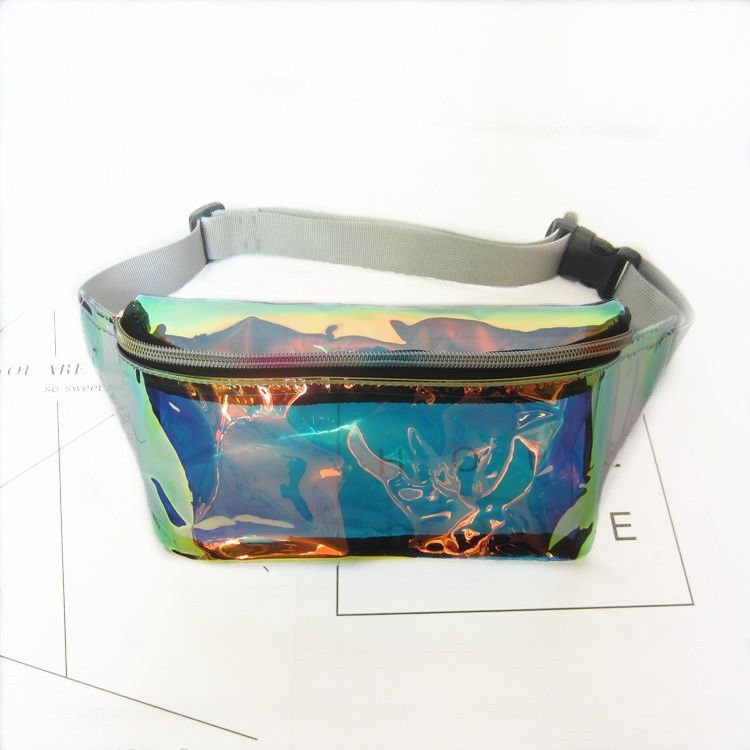 Women Fashion Symphony Laser Metal Color Transparent Clear Chest Bag