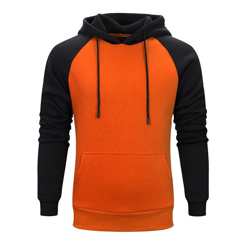 Men Casual Contrast Fleece Pullover Hoodie Custom