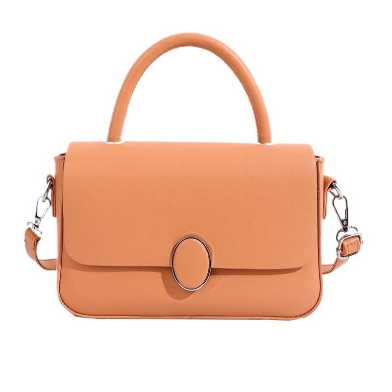 Women Simple Solid Color Square Flap Handle Shoulder Bag