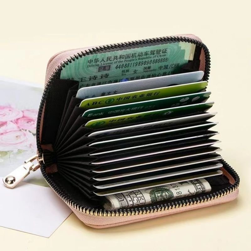 Women Fashion Simple Bee Letter Decorative Multi-Card Zipper Wallet