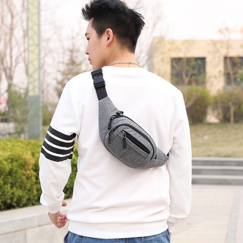 Unisex Casual Multi Pocket Design Solid Color Large Capacity Waist Chest Bag