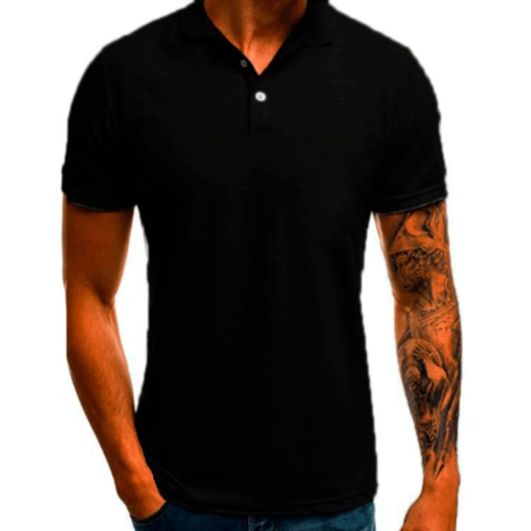 Men Fashion Casual Basic Solid Color Short Sleeve Lapel POLO Shirt