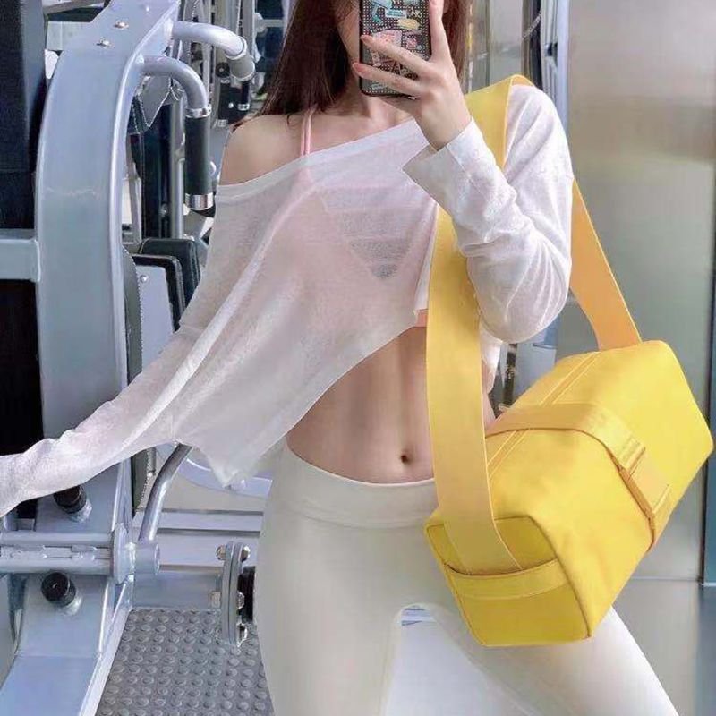 Women Fashion Fitness Yoga Zipper Buckle Design Solid Color Large Capacity Oxford Cloth Crossbody Bag