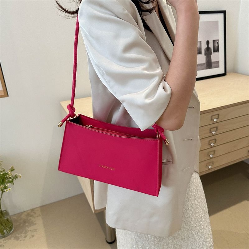 Women Fashion Simple Solid Color Square Shoulder Bag