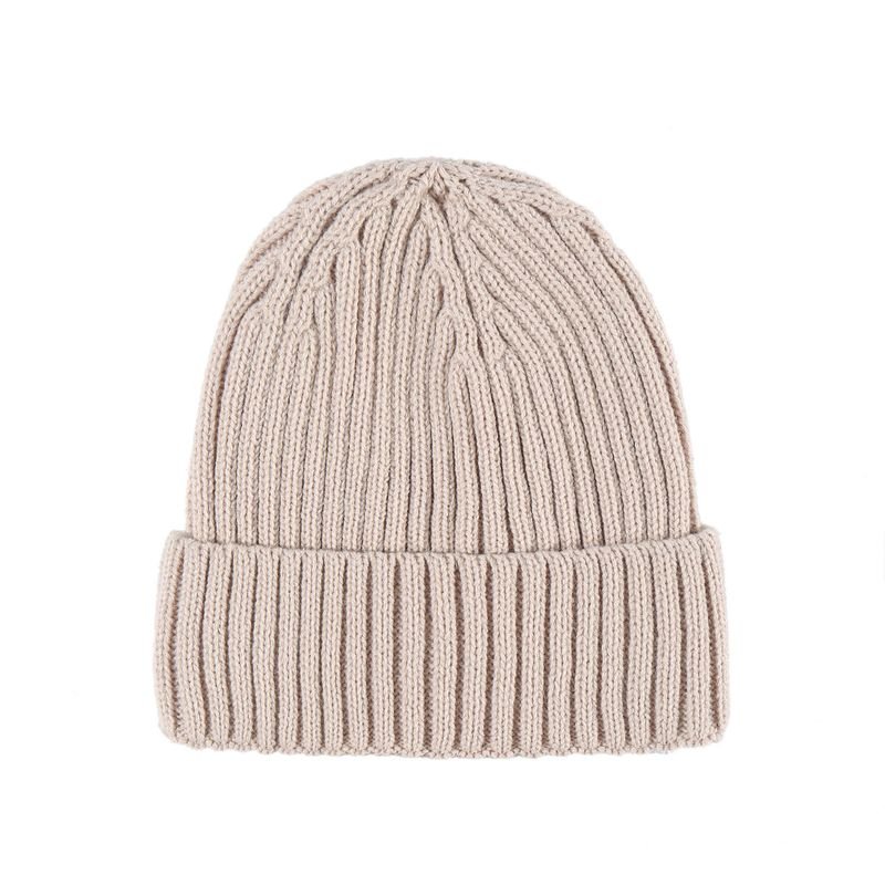 Autumn Winter Simple Solid Color Warm Knitted Wool Parent Hat