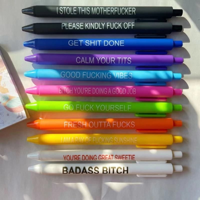 11Pcs/Set Candy Color Push Plastic Ballpoint Pens