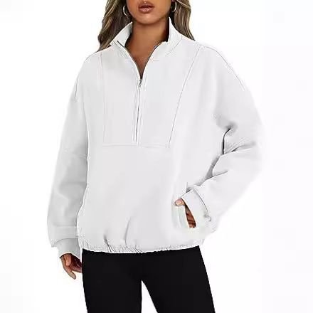 Athleisure Women Fashion Thickened Collar Half Zip Long Sleeve Sweatshirt