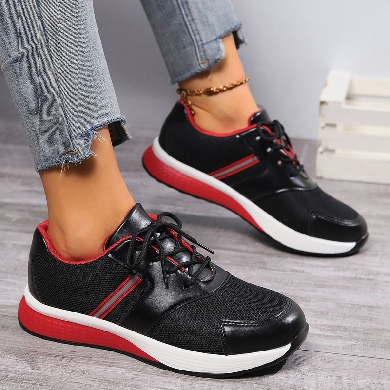 Women Casual Plus Size Breathable Lace-Up Round Toe Sneaker