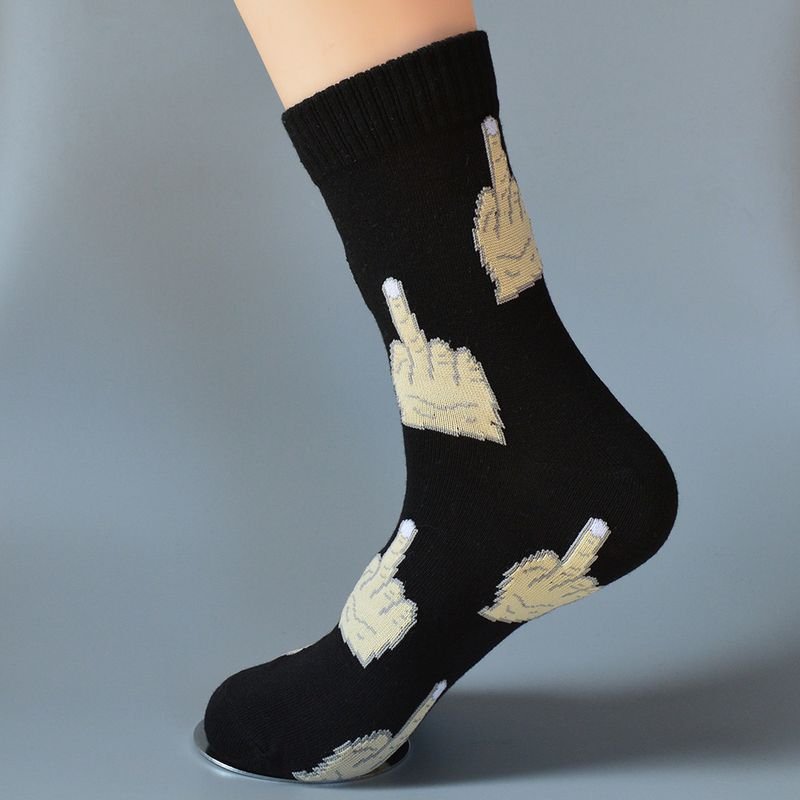 Men Fashion Casual Crazy OK Cartoon Pattern Cotton Socks