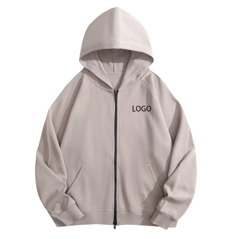 Custom Logo 400g Heavy Unisex Casual Solid Color Zipper Hoodie