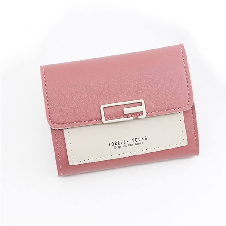 Women Fashion Color Blocking Tirfold Wallet