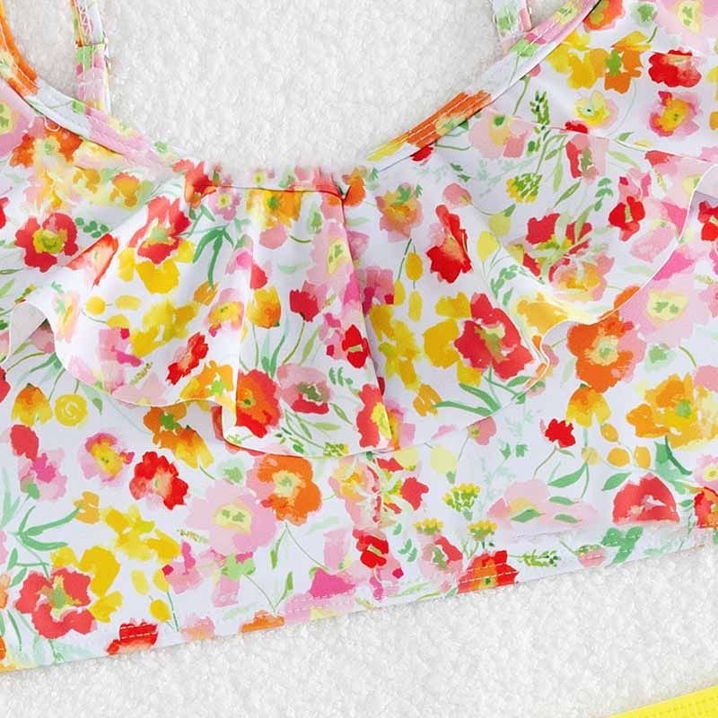 Kids Girls Fashion Casual Cute Tiny Flower Print Tankinis Swimwear