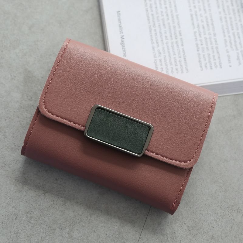 Women Fashion Stitching Contrast Color Retro Wallet