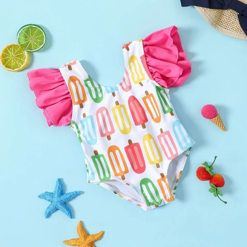 Kids Baby Girls Casual Cute Bow One Piece Swimwear