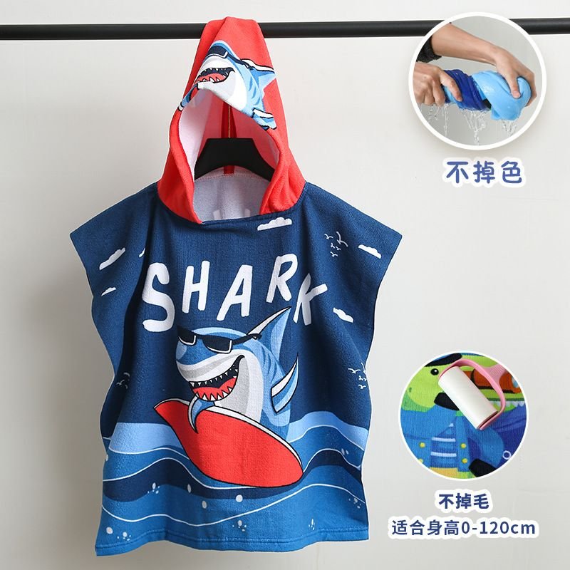 Kids Unisex Casual Cute Cartoon Print Beach Hooded Bath Towel Cape