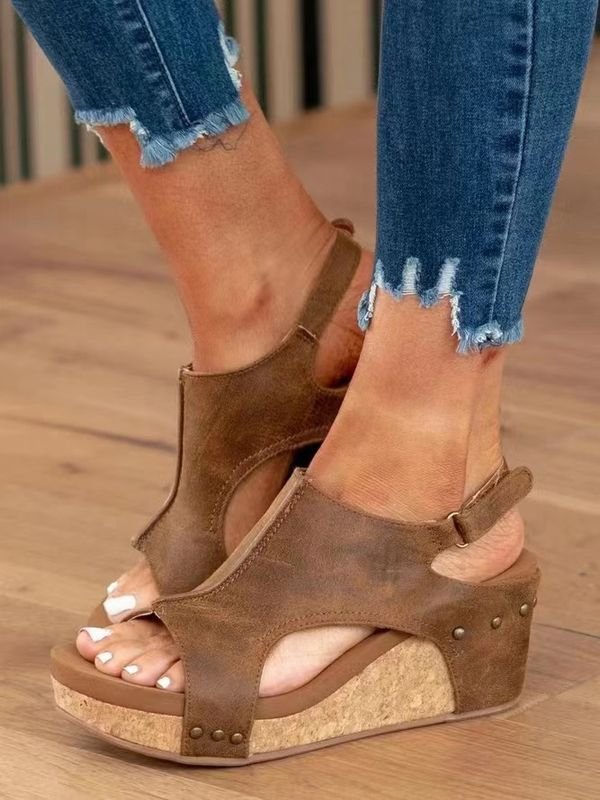 Women Summer Fashion Retro Platform Wedge Heel Plus Size Sandals