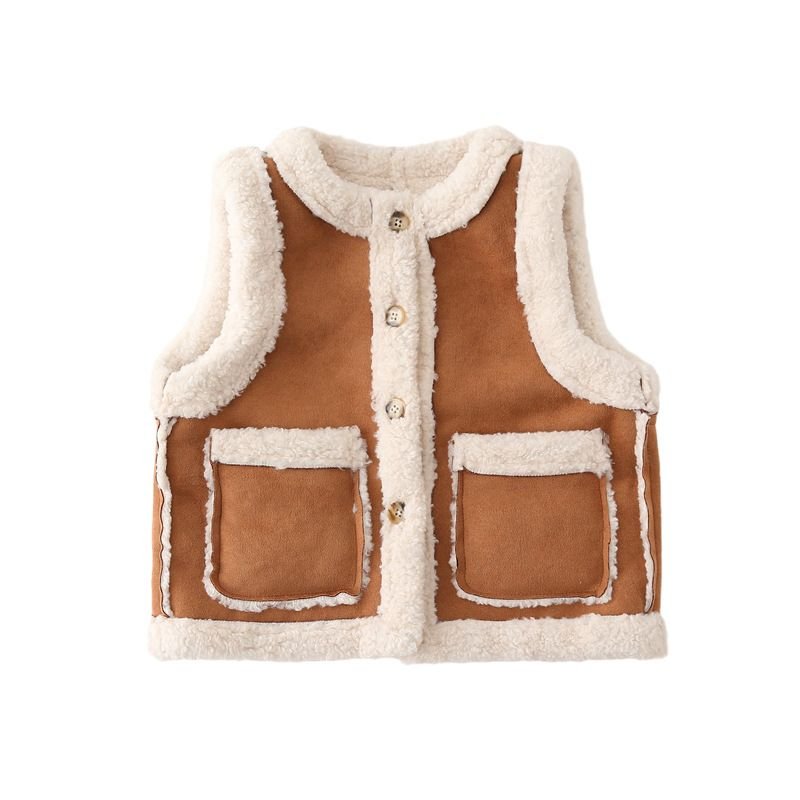 Autumn And Winter Children Fashion Warm Thickened Parin-Child Lambskin Vest Jacket