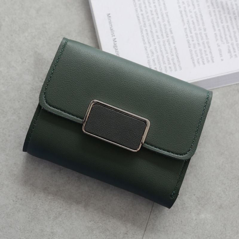 Women Fashion Stitching Contrast Color Retro Wallet