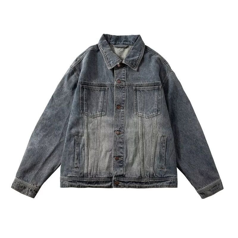 Men Spring Autumn Fashion Casual Versatile Plus Size Long Sleeve Lapel Denim Jacket