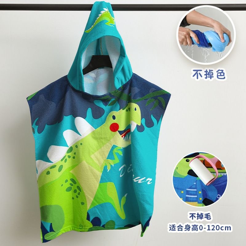 Kids Unisex Casual Cute Cartoon Print Beach Hooded Bath Towel Cape