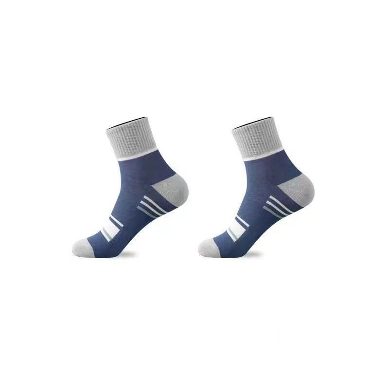 Men Simple Color Matching Stripe Sweat-Absorbent Breathable Tube Socks