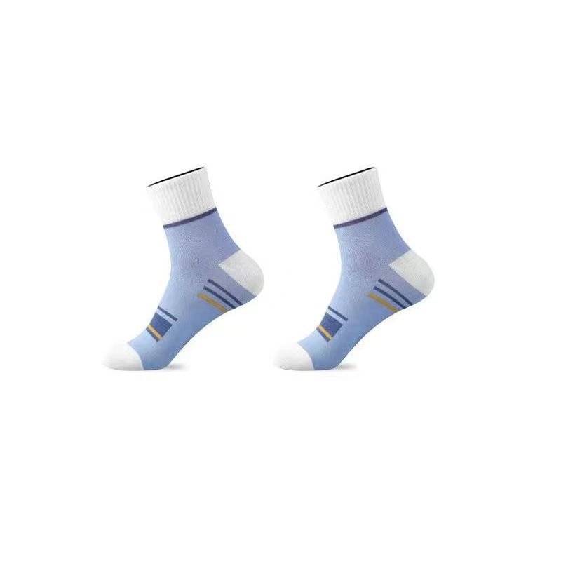 Men Simple Color Matching Stripe Sweat-Absorbent Breathable Tube Socks