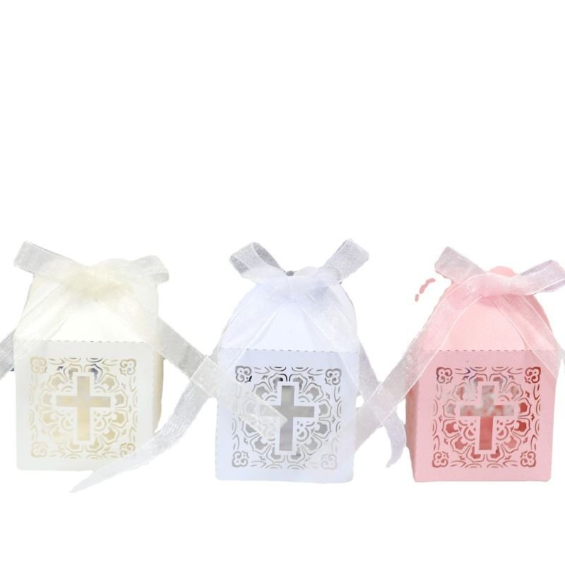 Simple Creative Cross Hollow Lace Bow Candy Box