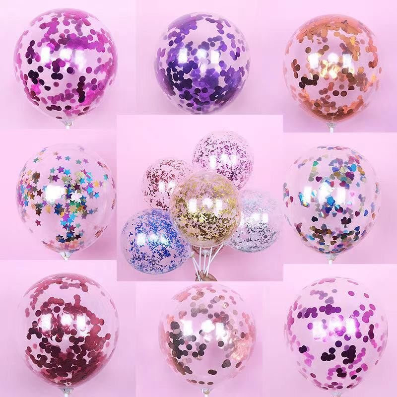 10 Inch Transparent Sequins Balloon Holiday Party Scene Decoration 50-Bag