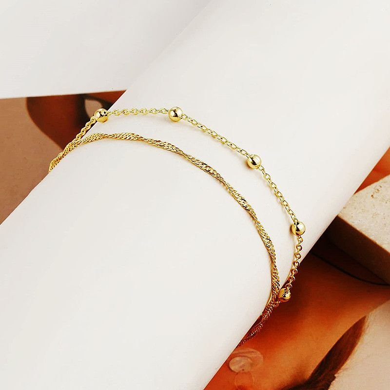 Women Fashion Bohemian Double Alloy Fishbone Anklet