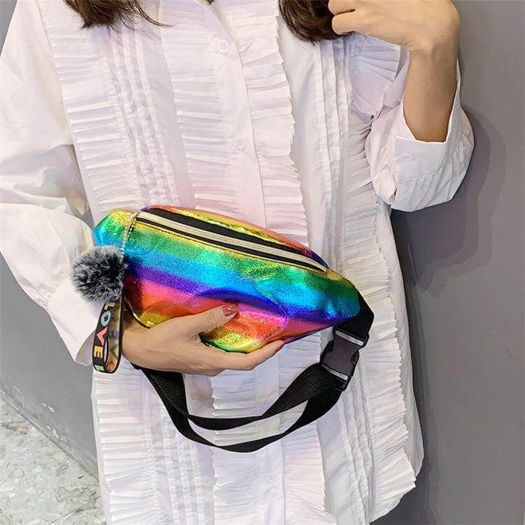 Women Fashion Gradient Multicolor PU Chest Bag