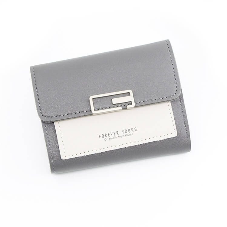 Women Fashion Color Blocking Tirfold Wallet