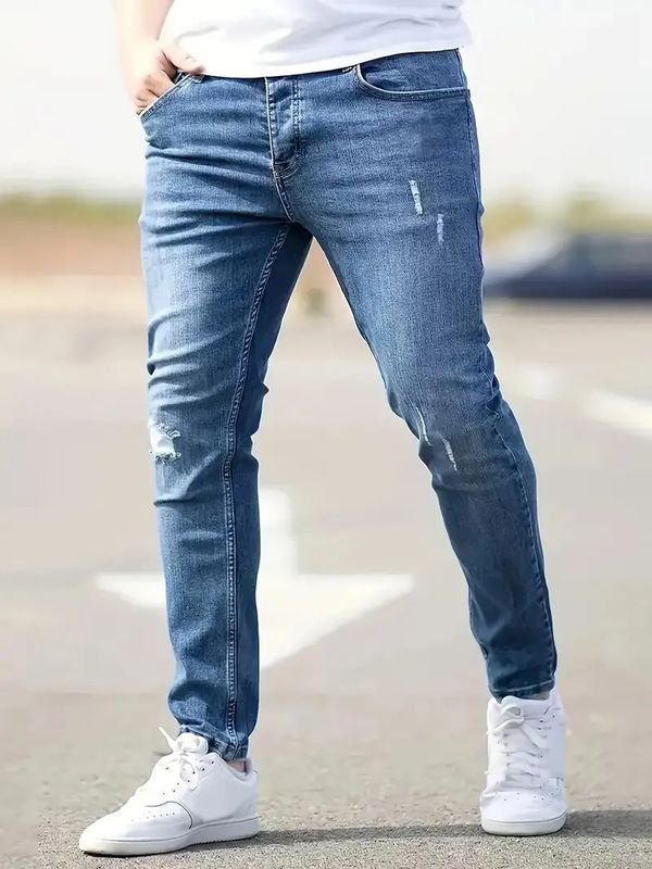 Men Fashion Casual Basic Ripped Jeans