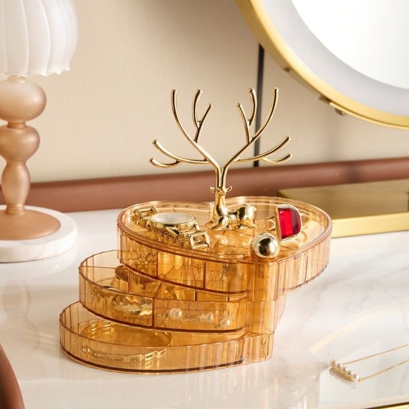 Fashion Multi-Layer With Lid Rotating Jewelry Storage Box