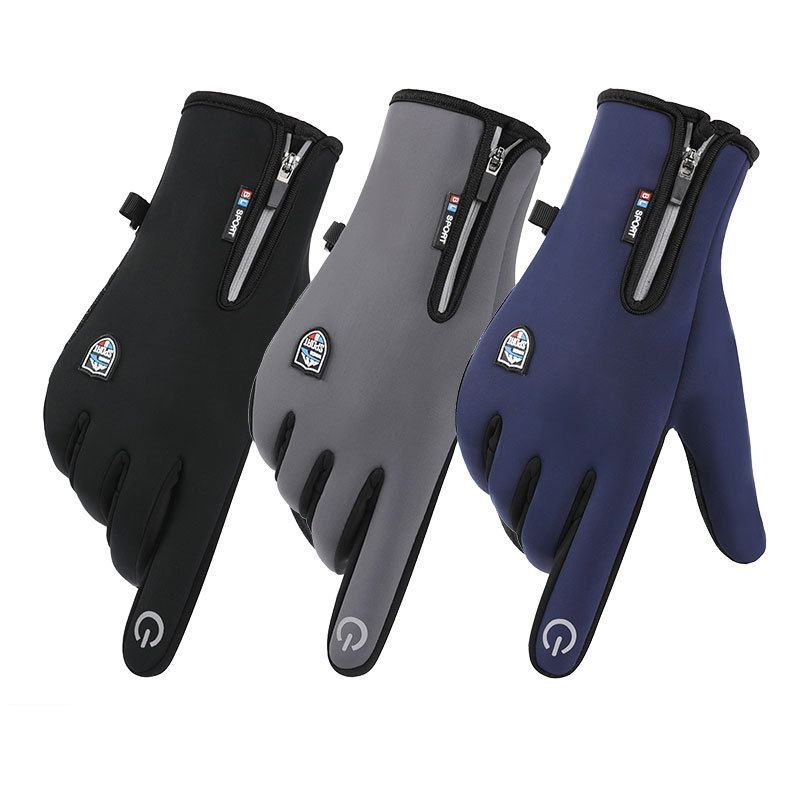 Outdoor Non-Slip Warm Touch Screen Zipper Riding Ski Gloves