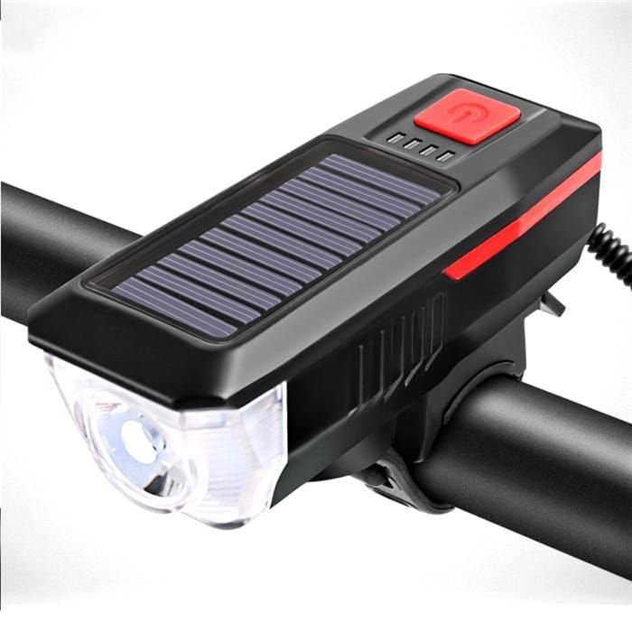 Mountain Bicycle Solar USB Rechargeable Glare Flashlight