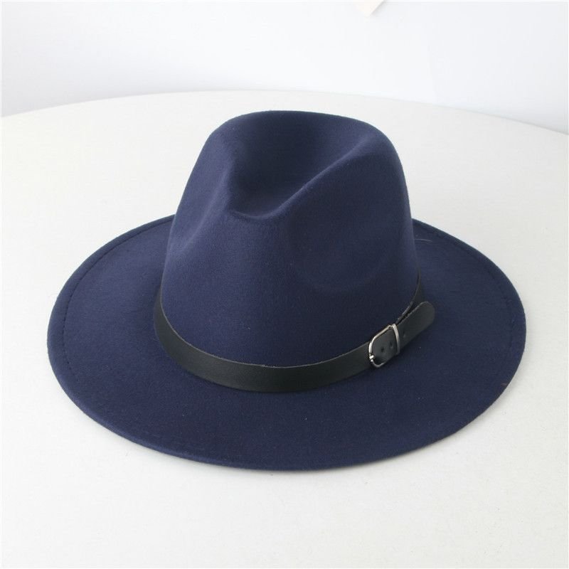 Women Fashion Casual British Style Wool Belt Brimmed Hat