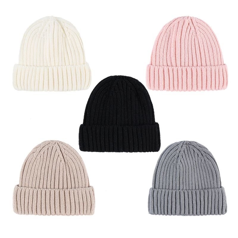 Autumn Winter Simple Solid Color Warm Knitted Wool Parent Hat