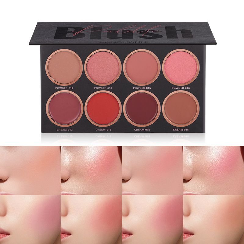 Langmanni Women Long-Lasting Natural Eight-Color High-Gloss Nude Blush Plate