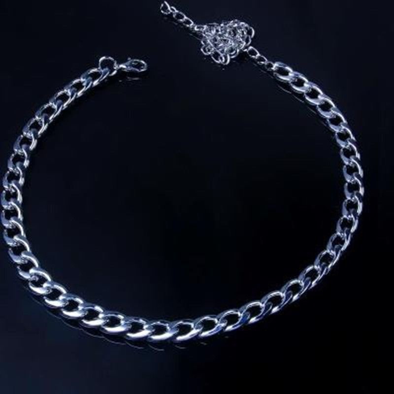 Women Simple Retro Punk Style Titanium Steel Anklet