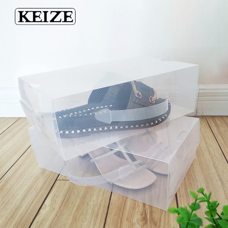 Creative Storage Portable Plastic Transparent Shoe Box Packaging With Handle