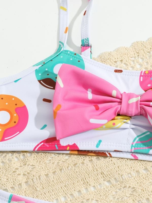 Kids Toddler Girls Casual Cute Donuts Print Tankinis Swimwear